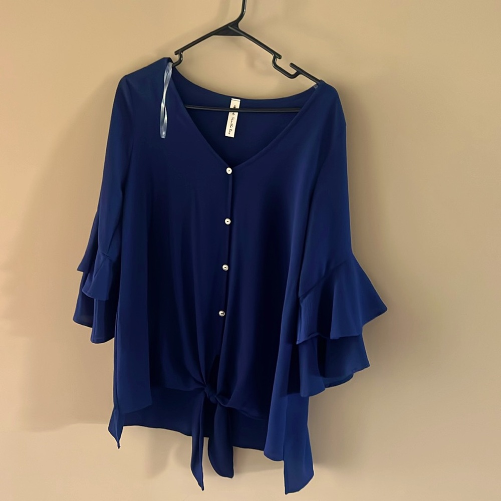 Vanilla Bay, Navy Blue, Layered Bell Sleeve Blouse
